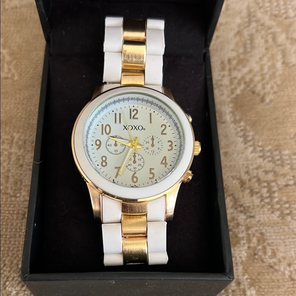 XOXO Elegant Gold and White Timepiece